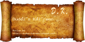 Dudás Kármen névjegykártya